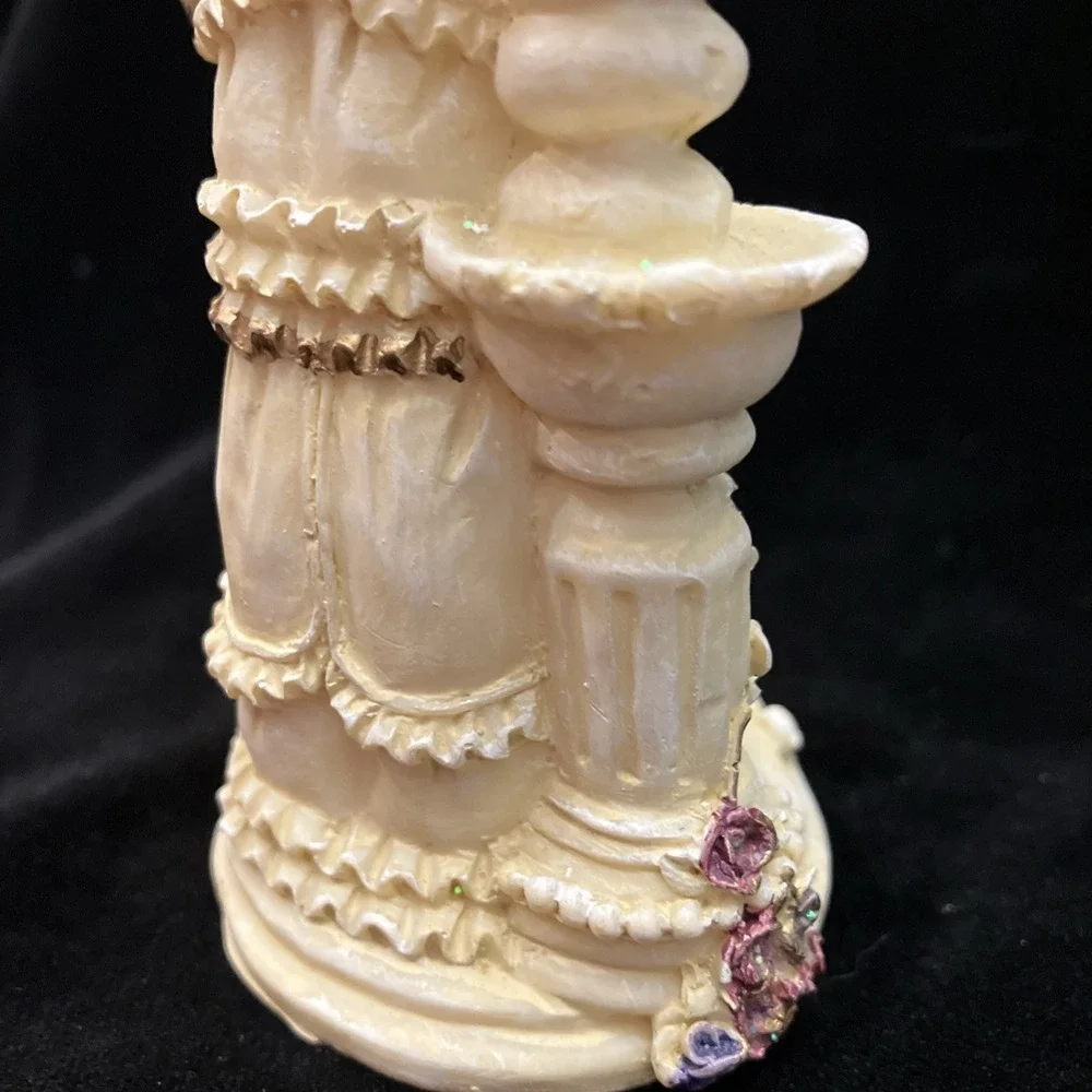 Vintage Victorian Woman w/ Basket of Shimmery Flowers Colonial Lady Figurine
